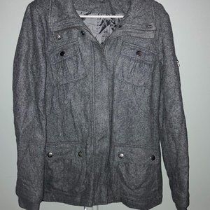 Medium length gray wool jacket with lots of pockets.  H&M size 8